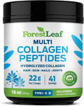 ForestLeaf Collagen Peptides Powder Unflavored - Hydrolyzed Grass Fed Keto Collagen Protein Powder Type 1, 2 & 3 - Vital Hair, Skin, Nails, Joints, Recovery, 11g Per Serving