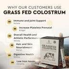 Ancestral Supplements Grass Fed Beef Bovine Colostrum Powder Packets, Immune Support Supplement, Gut, Skin & Hair Health Support Supplements, Promotes Growth and Repair, Non GMO, 30 Sticks, Unflavored