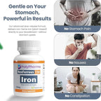Polysaccharide Iron Complex 150mg for Anemia Support - Prevention & Treatment of Iron Deficiency, Supports Red Blood Cells Formation, Gentle on the Stomach, High Potency, USA-Made, 100 Capsules