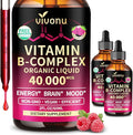VivoNu Vitamin B Complex Liquid Drops, Methylated Vitamin B12 6000 mcg, B1, B6, B3, B5, B2, Folate, Biotin, Magnesium, Zinc, CoQ10 for Metabolism* & Energy Support, Raspberry Flavor - 2 Bottle