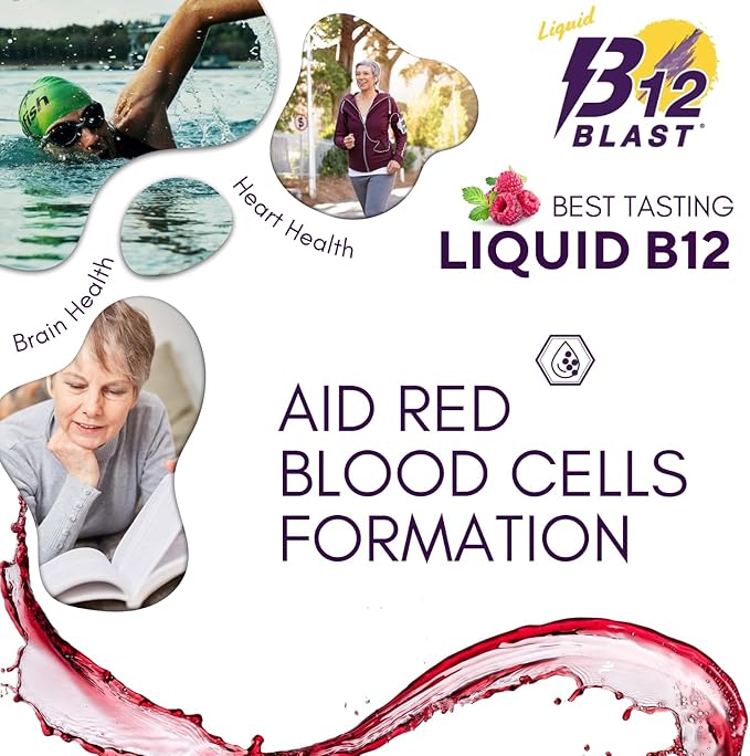 Bricker Labs B12 Blast Methylcobalamin 1000mcg, Great Tasting Sublingual Liquid Energy Vitamins -Vegan B12 Vitamins, Sustained Energy and Cellular Energy Supplement - 59-Day Servings