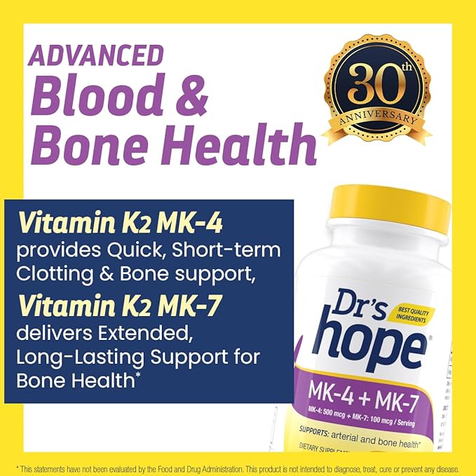 Natural Vitamin K2 MK4 & MK7 | 600 Mcg High Potency Dual Action for Bone Strength & Heart Health - Made in USA Backed by 30+ Years - Kosher & cGMP Certified, Non-GMO - 3 Month Supply