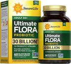 Renew Life Probiotic Adult 50 Plus Probiotic Capsules, Daily Supplement Supports Urinary, Digestive and Immune Health, L. Rhamnosus GG, Dairy, Soy and gluten-free, 30 Billion CFU, 60 Count