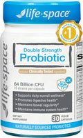 Life-Space Double Strength Broad Spectrum Probiotic, 64 Billion CFU & 15 Diverse Strains, Redouble Formulated for Digestive Health & Immune Health, Probiotics for Women & Men - 30 Veg Capsules