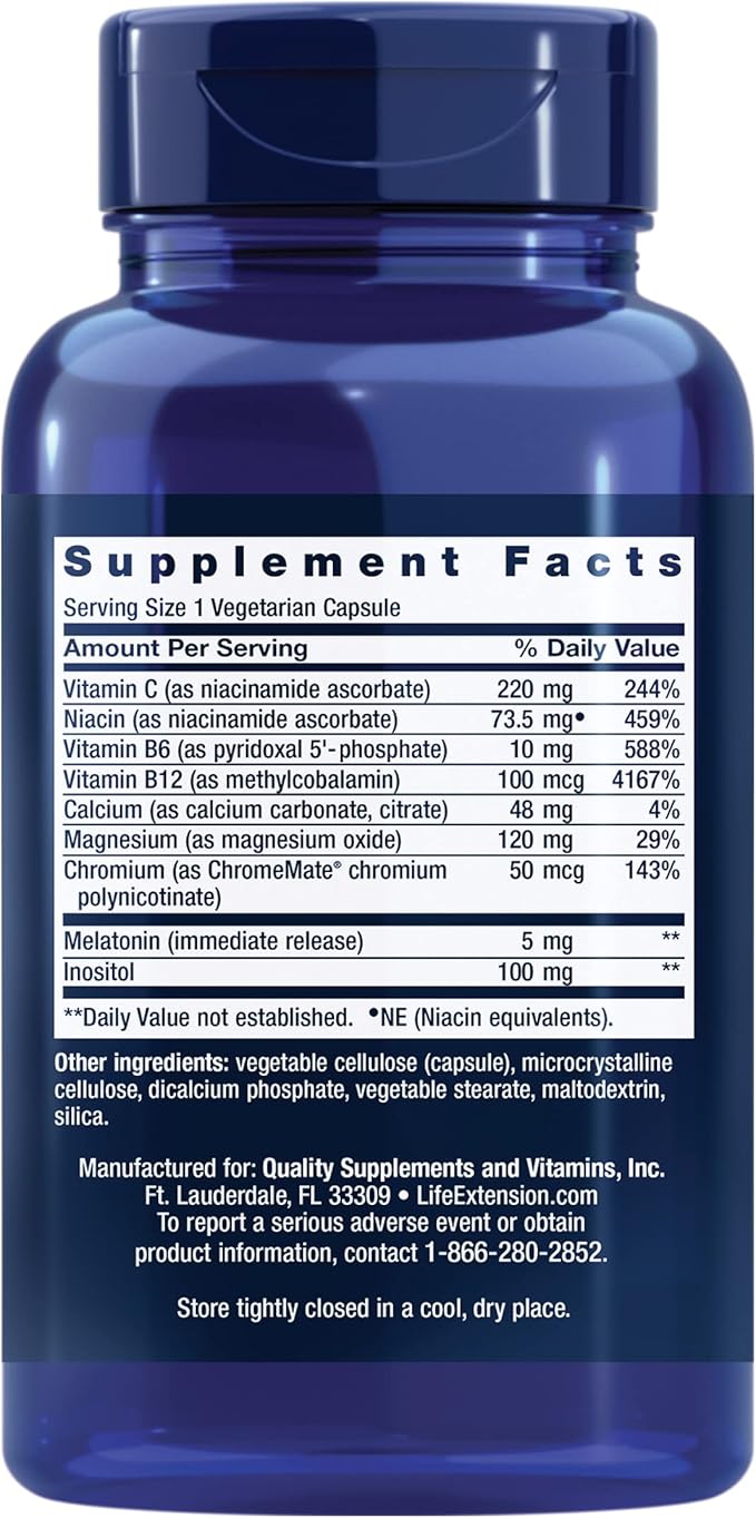 Life Extension Quiet Sleep Melatonin, 5 mg, Powerful Sleep Support, Healthy circadian Rhythms, Cellular Defense, Gluten-Free, Non-GMO, Vegetarian, 60 Capsules