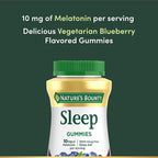 Nature’s Bounty 10 mg Melatonin Gummy, 100% Drug Free Sleep Supplement, 10 mg, Blueberry, 140 Ct