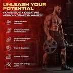 Creatine Monohydrate Gummies for Men & Women, 9000MG Creatine Gummies Sugar Free with L-Taurine, BCAA 2:1, B12 B6 for Boost Strength, Focus & Endurance, Vegan, Non-GMO, Strawberry, 120pcs