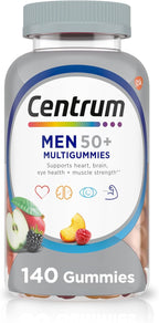 Centrum MultiGummies for Men 50 Plus, Multivitamin/Multimineral Supplement with Vitamins D3, E, B6, and B12, Assorted Fruit Flavor - 140 Count