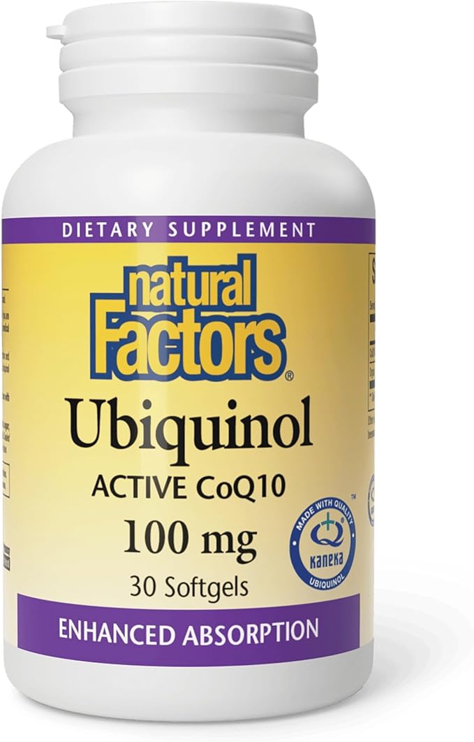 Natural Factors Ubiquinol 100 mg - Supports Heart Health & Natural Vitality - Antioxidant Support Supplement with Superior Absorption - Energy Support with Flaxseed Oil - 30 Softgels (30 Servings)