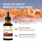 Saffron Extract Drops for Eye Health, 5-in-1 Herbal Supplement Liquid Tincture for Healthy Vision & Dry Eye Support with Bilberry Lutein Zeaxanthin. 2 oz