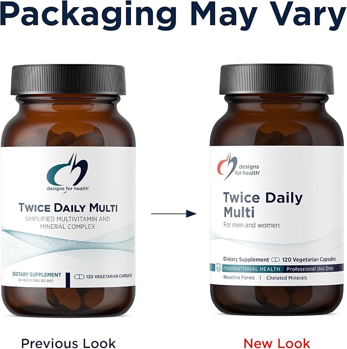 Designs for Health Methylated Multivitamin for Women & Men - Twice Daily Multimineral Supplement & Multivitamin Without Iron + Methylated B12 and Folate, Vitamin C, K, D, E + More (120 Capsules)