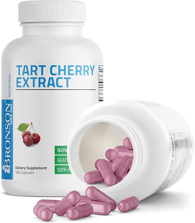 Bronson Tart Cherry Extract 2500 mg Vegetarian Capsules with Antioxidants and Flavonoids Non-GMO, 180 Count