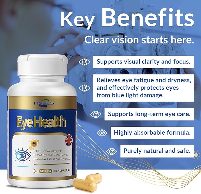 Lutein 20 mg with Zeaxanthin, Bilberry Extract, Vitamins E for Men and Women Dietary Supplements for Eye Health Supports Vision Clarity, Antioxidant Protection & Eye Health | 60 Capsules