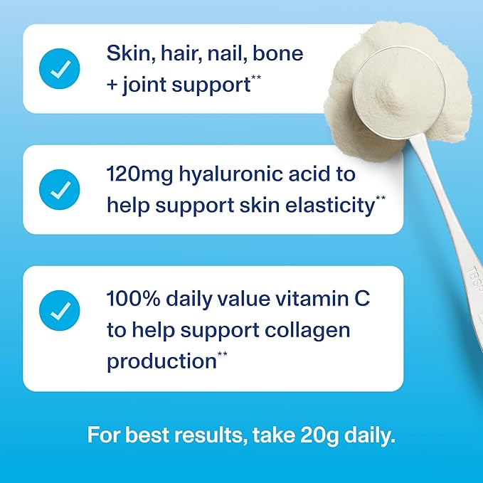 Vital Proteins Collagen Peptides Powder Advanced with Hyaluronic Acid & Vitamin C, Collagen Supplements, Unflavored, 12 Servings