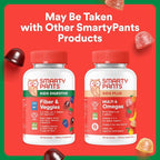 SmartyPants Kids Fiber & Veggies: Prebiotic Fiber Gummies for Kids, Fiber Supplement with Inulin, Organic Green Veggie Blend, Vegan, Gluten Free, Mixed Berry Flavor, 60 Count (30 Day Supply)