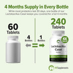 Lactobacillus Casei Probiotic 240 Tablets (4 Month Supply) - 3 Billion CFU - Studied Strain LC89 - Digestive Health & Bowel Support - GMP Certified (240, Lactobacillus Casei)