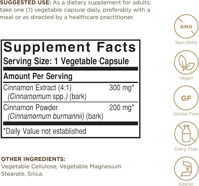 Solgar - FP Cinnamon Vegetable Capsules 100 Count