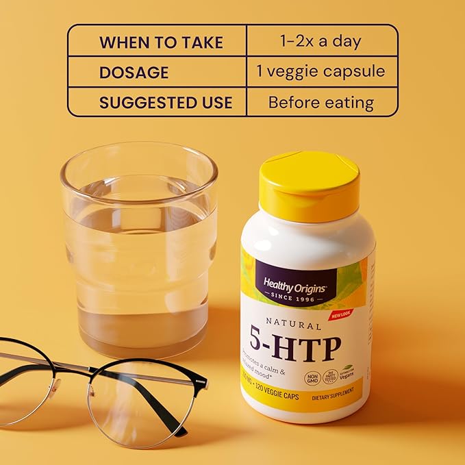 Healthy Origins 5-HTP 100 mg, 120 Veggie Capsules - Natural 5-Hydroxytryptophan from Griffonia Simplicifolia Seed - Supports Serotonin Production, Emotional Well-Being & Healthy Sleep Patterns