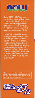 NOW Supplements, Instant Energy B-12 (2,000 mcg of B-12 per packet), Cellular Energy Boost*, 75 Packets