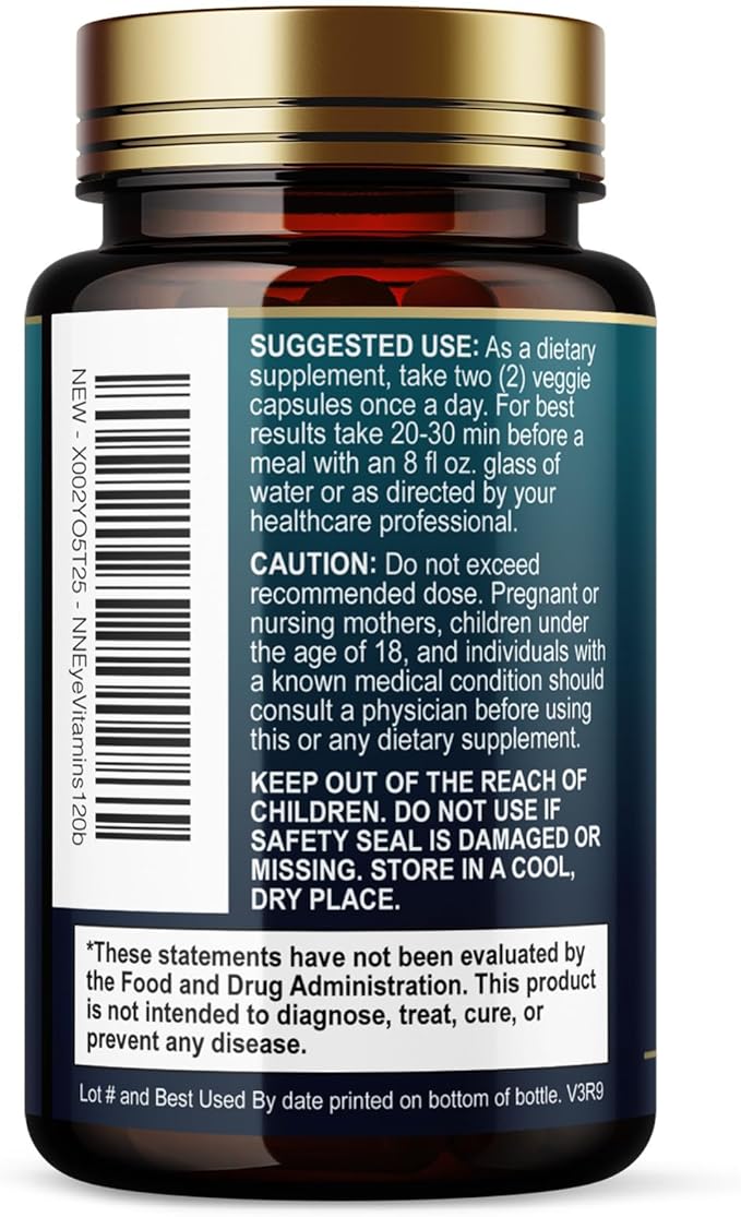 Eye Vitamins Supplements - 3x Strength Eye Health Vitamin with Lutein and Zeaxanthin - Vision Macular Health & Dry Eyes Support With Zinc, Vitamins C E & Minerals, Bottled in USA - 120 Capsules