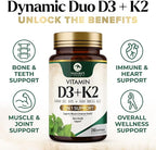 D3 K2 Vitamin - 5000 IU D3 Per Serving - High Potency Vitamin D3 Supplement - Advanced 2-in-1 Complex Vitamin D & Vitamin K2 (MK7) - Easy to Swallow, Bone & Immune Support - USA Bottled - 240 Softgels