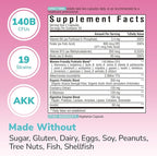 Women's Probiotic Plus, Akkermansia, 140 Billion CFU, 19 Strains with AKK, Vitamin B6, B9, B12, Biotin, Cranberry, D-Mannose, Gut, Vagina Health, 60 Vegetarian Caps