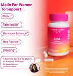 Pink Stork DIM Supplement for Women - Estrogen and Hormone Balance for Menopause, Perimenopause & PMS - DIM 200 mg Plus BioPerine for Mood Support - 60 Day Supply
