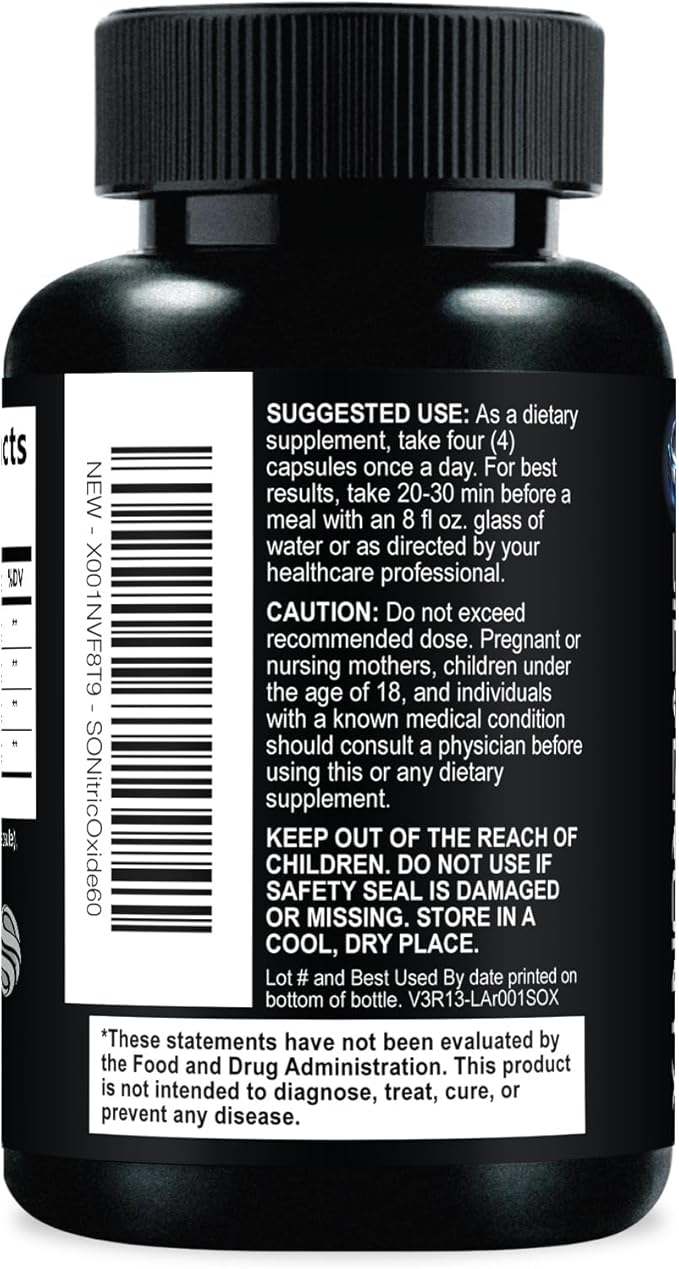 Extra Strength Nitric Oxide Booster - 3X Strength L-Arginine AKG & Citrulline Malate - Men & Women Premium Pre Workout Nitric Booster - Natural Energy & Muscle Support, Bottled in USA - 60 Capsules