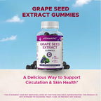 Vitamatic Grape Seed Extract Gummies – Plant-Based Botanical Extract – Natural Grape & Black Currant Flavor – Vegan, Non-GMO – Herbal Supplement – 60 Gummies