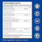 Digestive Enzymes Supplement with 100 Billion CFU Organic Probiotic & Prebiotic - Multi-Enzyme Formula for Women & Men - Supports Digestive & Gut Health, Aids Protein, Carb & Dairy Digestion, 180 Caps