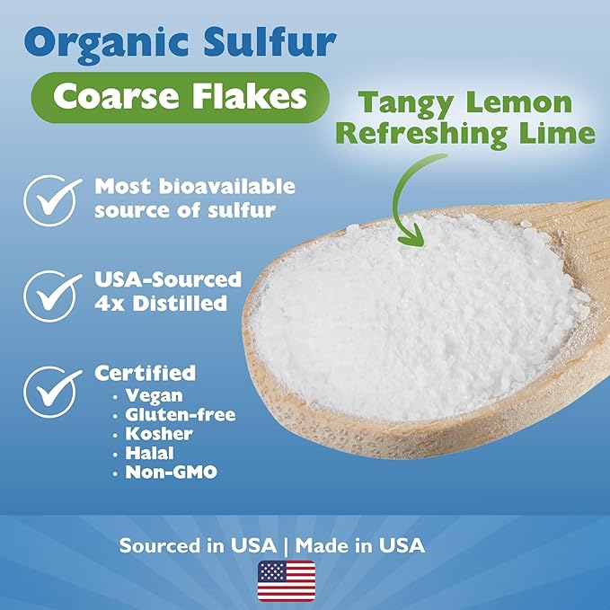 KALA HEALTH MSMPure Lemon Lime Flavored Coarse MSM Powder Flakes – Organic Sulfur for Joint Flexibility, Skin Appearance, and Hair & Nail Support – 8.8 oz, USA Made, Distilled Crystals