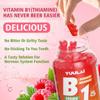 Vitamin B1 Gummies 500mg for Adults & Kids, Thiamine B1 Supplement with Magnesium, Vitamin B1 Supplement for Nervous System Supports & Boost Energy, Raspberry Flavor, 60 Count