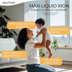 Maxi Health High Potency Liquid Iron Concentrate – Gentle Iron Supplement for Women Men & Children – Berry Flavored, Fast-Acting, Gentle on Stomach, No Constipation, Non-GMO, Kosher (2 fl oz)