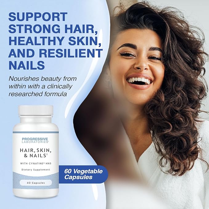 Hair, Skin & Nails Supplement – Dietary Supplements with Keratin (Cynatine HNS), Bamboo Silica, Biotin & TRAACS Minerals – Supports Strong Hair, Smooth Skin & Resilient Nails – 60 Vegetable Capsules