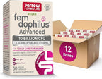 Jarrow Formulas Fem-Dophilus Advanced Probiotics 10 Billion CFU with 6 Science-Backed Strains, for Vaginal, Urinary Tract, Digestive, and Immune Support, 30 Veggie Capsules, Shelf-Stable, Pack of 12