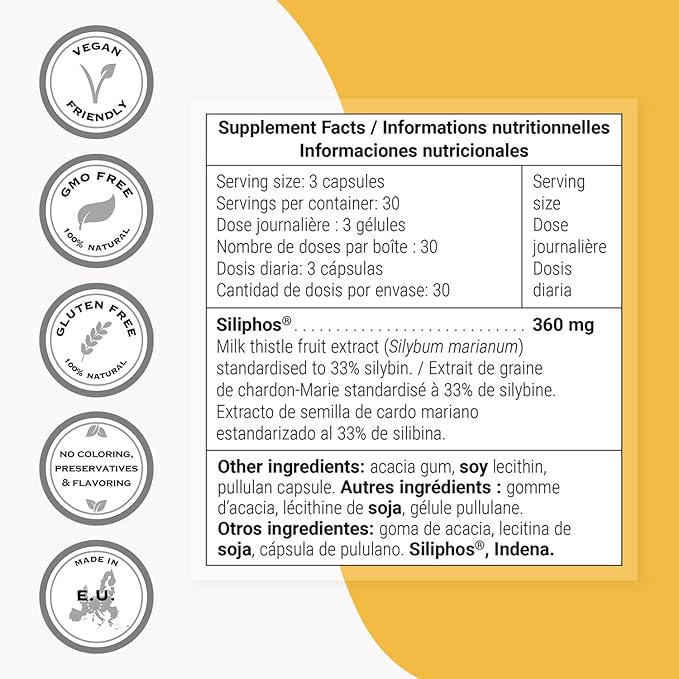 Supersmart - Silyplus 360mg per Day (Patented) - with Silymarin Milk Thistle Supplement - Siliphos Phytosomes | Non-GMO & Gluten Free - 90 Vegetarian Capsules