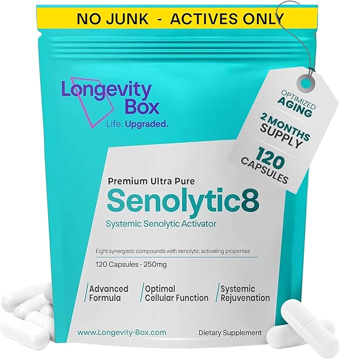 Senolytic Anti-Aging Supplement | Fisetin, Quercetin,NAC, Gamma Tocotrienols | 8-in-1 Cellular Regeneration & Longevity Formula | Boost Energy, Mental Clarity & Healthspan | 120 Vegan Capsules