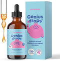 JoySpring Genius Drops - Organic Focus Drops for Kids | Clinically Proven Focus Supplement Helps Kids Perform Better in School | Liquid Herbal Supplement with Ginkgo Biloba | 120 Servings