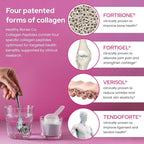 FORTIBONE® Premium Bone Health Collagen Peptides w/FORTIGEL®, VERISOL®, TENDOFORTE® | Clinically-Supported for Bones Joints Skin Hair Nails | Hydrolyzed Collagen Anti-Aging Formula | 30 Servings