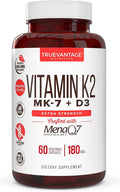 Vitamin K2 D3 Supplement 5000 IU D3 and 180 mcg Vitamin k2 MK7 Supplement for Healthy Bones, Healthy Heart & Cardiovascular Health-60 Easy to Swallow Vegetable caps of MenaQ7 K2 MK7