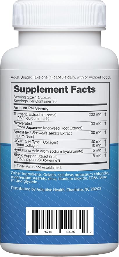 Instaflex Advanced Joint Support Supplement - Turmeric, Resveratrol, Boswellia Serrata Extract, BioPerine, UC-II Collagen- 30 Count