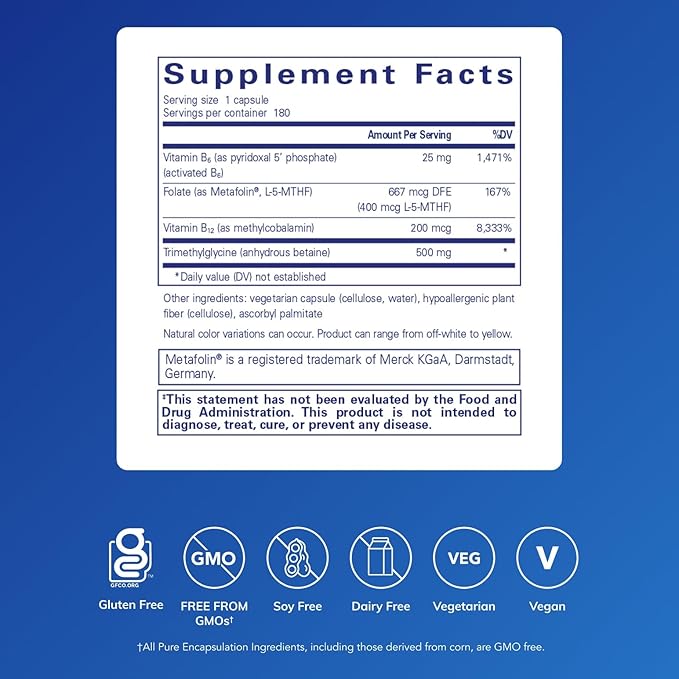 Pure Encapsulations Homocysteine Factors | Supplement to Support Normal Homocysteine Levels and Cardiovascular Health* | 180 Capsules
