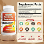 Best Naturals Turmeric Curcumin 1500mg/Serving with Bioperine - 180 Veggie Capsules (Pack of 2)