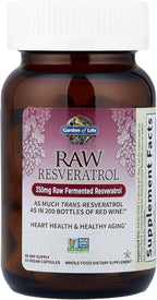 Garden of Life Heart Resveratrol Supplement - Powerful Antioxidant Support With 350mg Raw Fermented Trans-Resveratrol Plus Probiotics and Enzymes for Heart Health and Healthy Aging, 60 Vegan Capsules