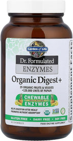 Garden of Life Digestive Enzymes with Papain, Bromelain and Lipase for Nutrient Absorption and Digestion Support, Tropical Fruit Flavor, Dietary Supplement, Certified Vegan, 90 Chewables