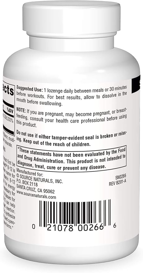 Source Naturals Dibencozide - Coenzymated B-12 Athletic Series, Quick Dissolving Dietary Supplement - 120 Lozenges