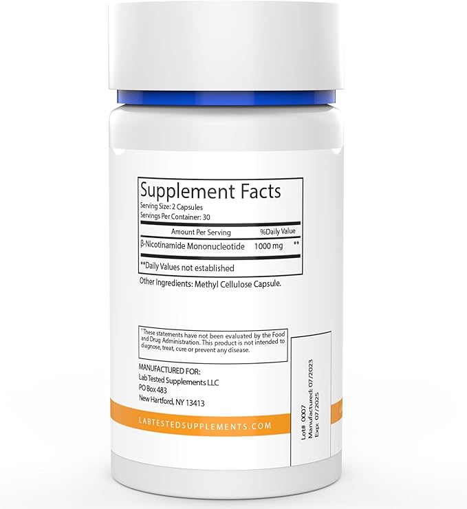 NMN - NAD Booster - No Fillers - Nicotinamide Mononucleotide - 60 500mg Capsules