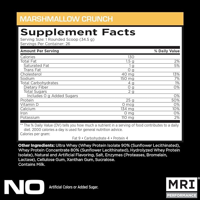 MRI Performance Ultra Whey Protein 25g Triple-Blend of Hydrolyzed, Isolate & Concentrate for Muscle Recovery, Lean Strength & Daily Protein Support (Marshmallow Crunch, 26 Servings)