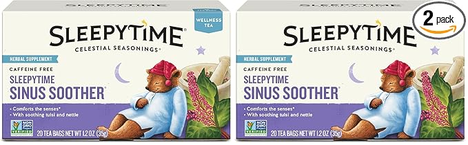 Celestial Seasonings Sleepytime Tea - Wellness Sinus Soother, Caffeine Free - 20 Tea Bags Box (Pack of 2)