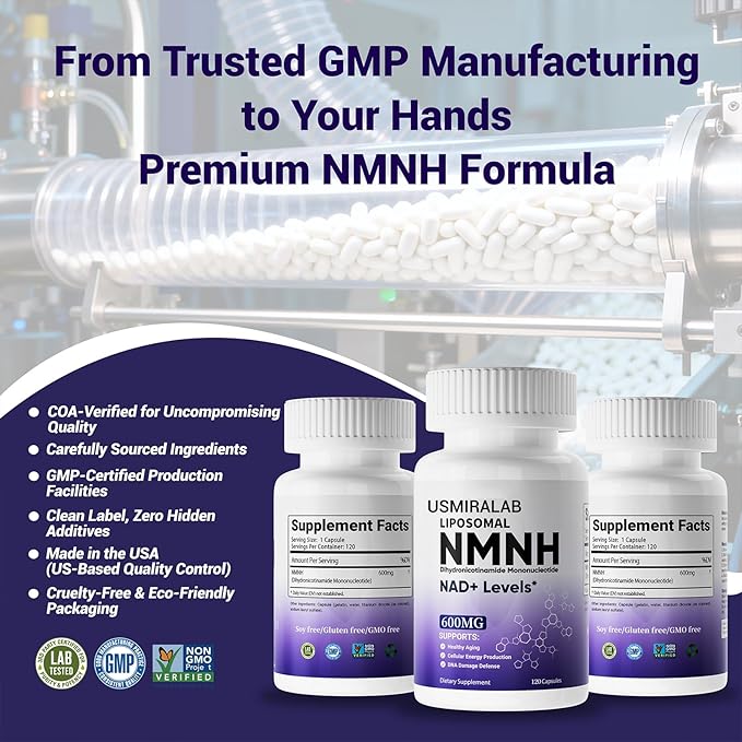 Pure NMNH Supplement Capsules: More Effective Than Nicotinamide Riboside | Boost Cellular Vitality, Anti-Aging & Energy | Vegan, Non-GMO | 120 Capsules (60 Servings)